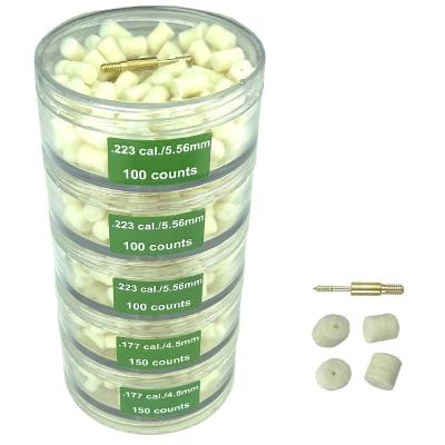 China Tablet felt pellets 600 count sling felt pellets /pads cleaning kit with brass fitting shaft. .177/.223 calories. 5.56 /4.5 mm OEM customized design ok for sale