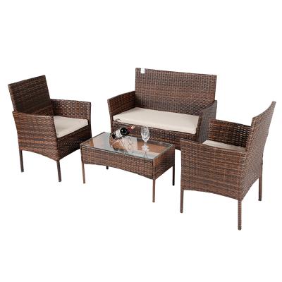 China Modern Cheaper Outdoor Poly Rattan 4pcs / Wicker Furniture Sofa Set for sale