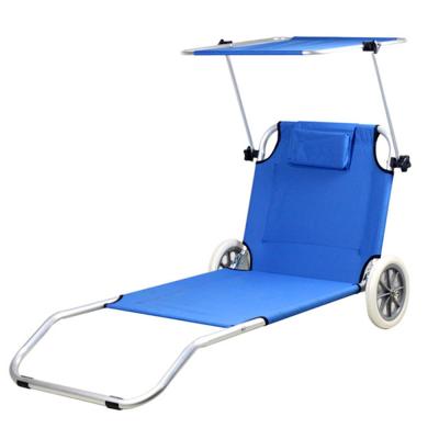 China Modern Folding Convertible Sun Bed Sofa Chair With Wheels And Sunshade Cheap Price for sale