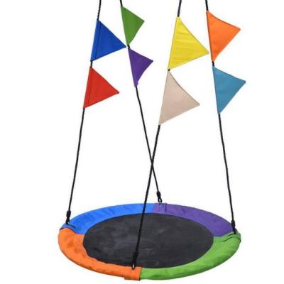 China Eco-Friendly Saucer Tree Swing In Rainbow Multicolor Kids Indoor/Outdoor Round Mat Swing for sale