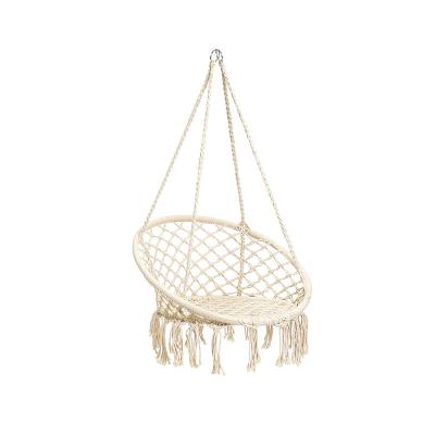 China Outdoor & Indoor Knitted Swing Hammock Macrame Rope Armature Outdoor Garden Furniture White Chair for Kids and Adult for sale