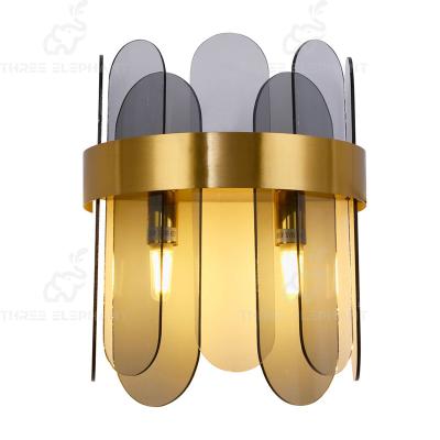 China Modern Black Glass Wall Lamp, Indoor Stainless Steel Wall Sconces, Modern Sconces Wall Lighting Suitable for Bedroom Bathroom Corridor for sale