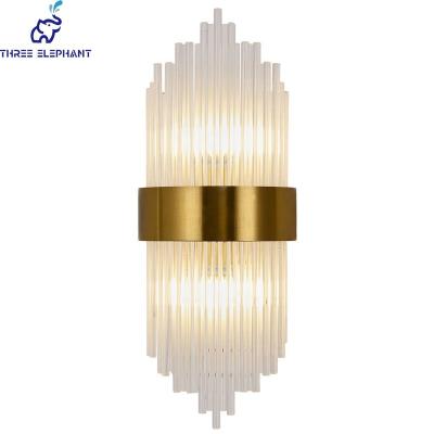 China Modern Simple Luxury Crystal Wall Sconce, Crystal Glass Wall Light Gold Fixtures Bedside Bedside Wall Mount Lamp for Living Room Bedroom Hallway Foyer for sale