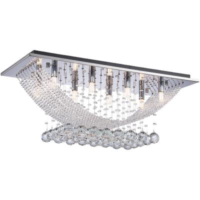 China Modern Crystal Chandelier Lights, K9 Droplet Flush Mount LED Pendant Light Crystal Ceiling Light Fixture Bridge Wave Rectangle for sale