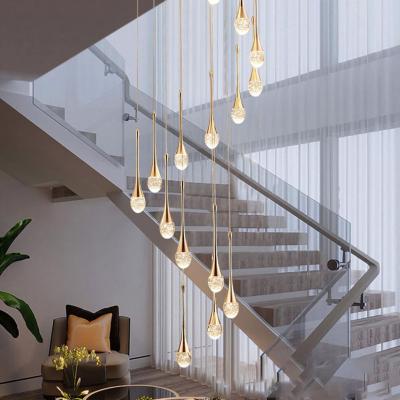 China Dimmable Lampara Stair Lights Crysta Chandeliers Entrway Pendant Light Fixtures Large Contemporary Hallway Ceiling Chandelier Long for sale