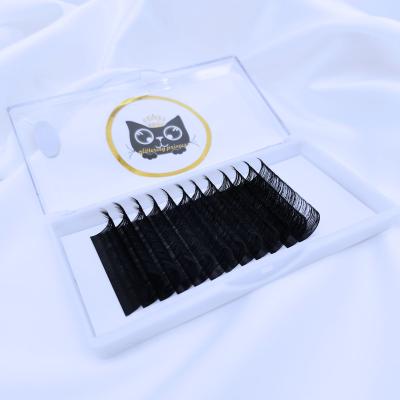 China Long Logo Eyelash Extension Short Stem Customized Natural D Curl Mega Volume Lashes Tweezers Eyelash Extension Case for sale