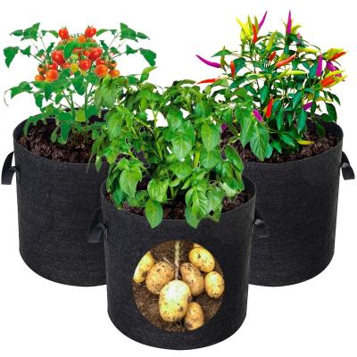 China Eco - Friendly / UV Resistance / Long Life Non Woven Fabric Grow Pots 5 Bag 3 Pack 5 7 10 15 20 Gallon Felt Fabric Plant Garden Pots For Growing Bags for sale