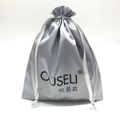 China Custom Dustproof Gift Drawstring Hair Satin Bag Packaging For Accessories Gift for sale