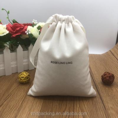 China Recyclable Custom Logo White Bags Mini Gift Jewelry Velvet Drawstring Bag for sale