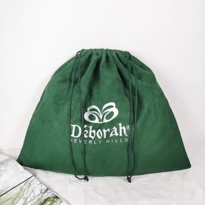 China Dark Green Custom Large Makeup Bag Drawstring Velvet Jewelery Bag High Quality Recyclable for sale