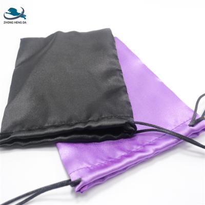 China 2021 Hot Sale Gift Purple Drawstring Eyelash Jewelry Storage Packaging Bag Dustproof Satin for sale