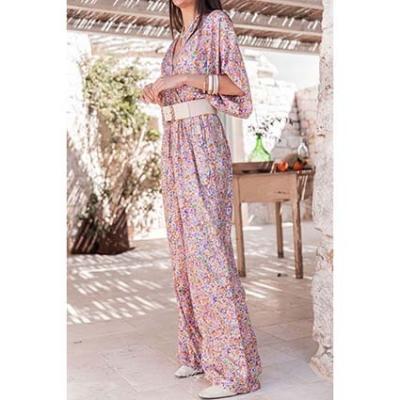 China 2022 breathable new summer fashion printed quake red women long sleeve jumpsuit for sale