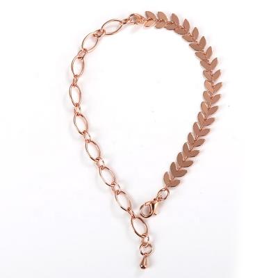 China Popular Leaf Shape Rose Gold Chain Bracelets Decorative High Quality For Girls Stainless Steel Women Jewelry Bangles for sale