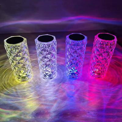 China Indoor Lighting USB LED Crystal Projection Night Light Portable Creative Remote Control Bedside Decoration Bar Touch Lamp Table Desktop for sale