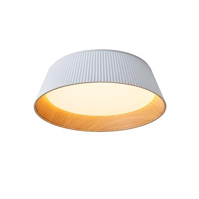 China Surface Mounted Nordic Wooden Round Mount Living Room Chandelier Bedroom Ceiling Light LED Home Decoration Balcony Lamp for sale