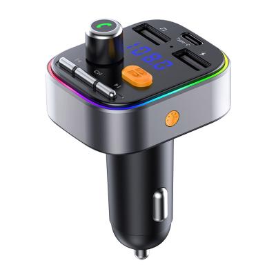 China T48 BT 5.0 Fm Transmitter Multifunctional Car Kit MP3 Modulator Car Charger 5V 2.4A Dual USB With Type-C Order for sale