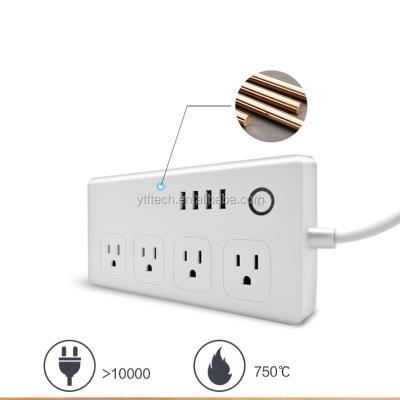 China Hot Selling Residential / Multi-Purpose Smart Wifi Strip Working With Amazon Alexa Power Outlet Socket for sale