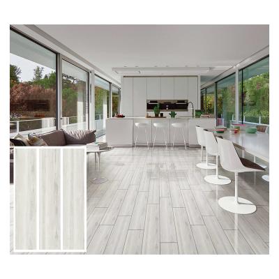 China Glazed Metallic Tiles 200x900mm Glazed White Gloss Polished Non Slip Wood Look Gray Porcelain Tile for sale