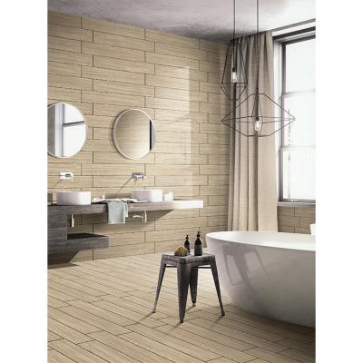 China CLASSIC Warm Design 150 x 900 mm 6 x 36 Rectangular Beige Porcelain Wood Flooring Tiles for sale