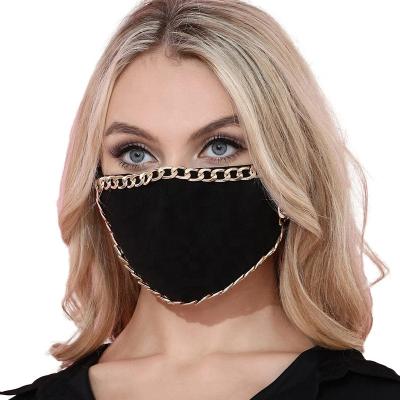 China Causal Sparkly Chain Crystal Face Masks Cloth Bling Face Mask Rhinestone Face Mask Nightclub Party for sale