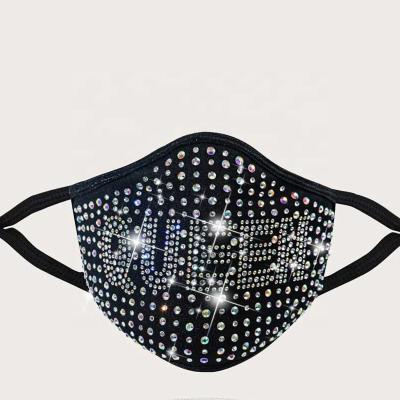 China Fancy Decoration Diamond Rhinestone Crystal Party Covering de pedreria de cubrebocas Causal Cotton Bling Face Mask For Women for sale