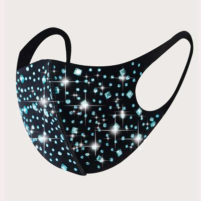 China Cloth Bling Mask Causal Sparkly Rhinestone Bling Face Mask Nightclub Party Crystal Face Masks for sale