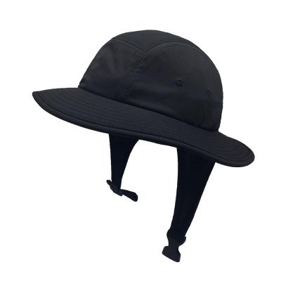 China breathable & High Quality Custom Made Black Nylon Waterproof Surf Bucket Hats Float Hats Bucket Hats UPF 50+ Sun Standard With Chin Strap for sale