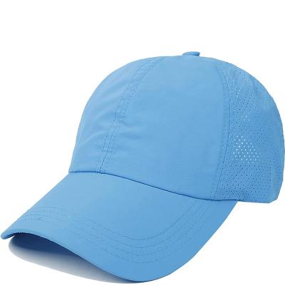 China Custom 6 Panel Women COMMON Ponytail Hat,Laser Cut Perforated Drilled Hole Hat,Curved Brim Golf Sports Hats for sale