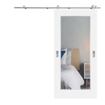 China Modern White Painted Laminated Mirror Barn Door For Hotel for sale