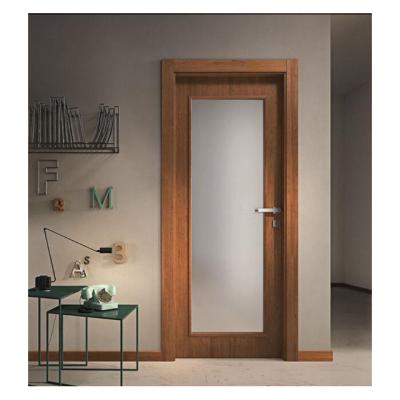 China Modern Oak Finish Wood Swing Doors with 2 Lite Frosted Glass (S19-09) for sale