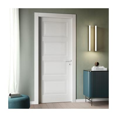 China Simple design modern luxury interior room wooden door with hidden hinges and glossy white coating for sale