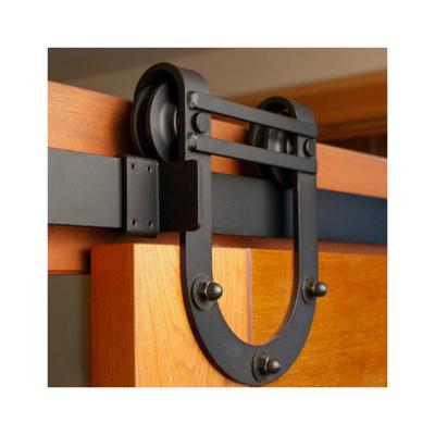 China Modern Horse Shoe Shape Black Powder Coated Door Hardware Kit , Sliding Barn Door Hardware for sale