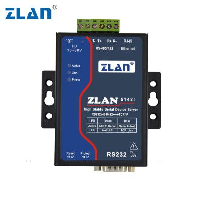 China Serial to Ethernet ZLAN5142I RS232 RS422 RS485 to Ethernet Converter IOT Modbus RTU Industrial Stable TCP Runway Device High Serial Server for sale