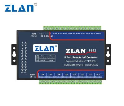 China Remote I/O Control ZLAN6842 8 Channels DI DO AI Modbus TCP I/O Module Ethernet RJ45 A/D Remote Control Collector for sale