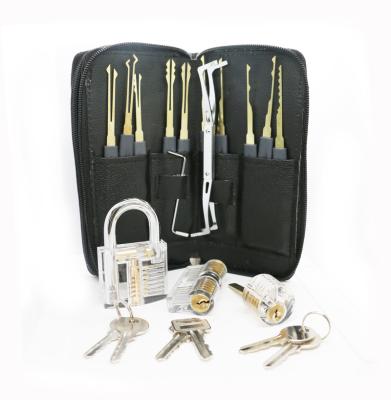 China Locksmith 3pcs Clear Practice Lock With 24pcs Locksmith Supplies Tool Lockpicking for sale