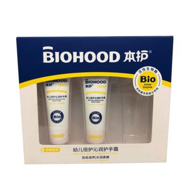 China Recyclable Customized printing white skin care handcream packaging cosmetic paper box with clear window for sale