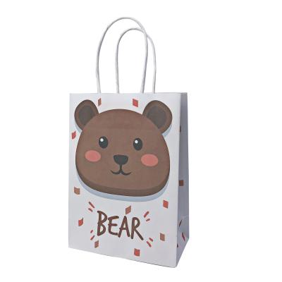 China Recyclable Kraft Paper Cartoon Paper Bag Shopping Bag Recyclable Cheap Gift Bag With Handles for sale