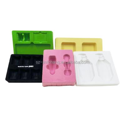 China Recyclable Plastic Eyeliner Cosmetic Bottle Box Cable Chocolate Candy Blister Clear Black Insert Tray for sale