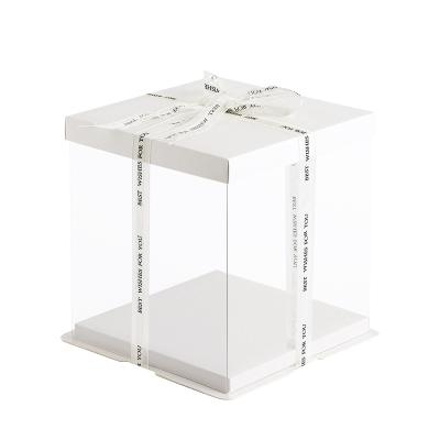 China Recycled Materials 6 8 10 Inch White Cake Box Custom Printed Gift White Cake Box With Strong Cake Base for sale