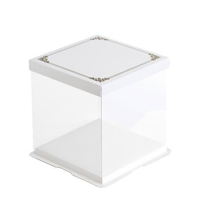 China Recycled Materials 6 8 10 Inch White Cake Box Custom Printed Gift White Cake Box With Strong Cake Base for sale