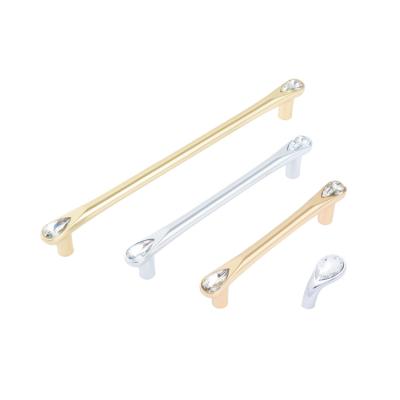 China Wholesale Contemporary Zamak And Glass Drill Drawer Wardrobe Handles Cabinet Handle Cupboard Bar Pull for sale