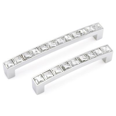 China 2020 Contemporary New Design Zinc Alloy and Glass Drill Electroplate Drawer Wardrobe Pulls Cabinet Handle Cupboard Handle Pull for sale