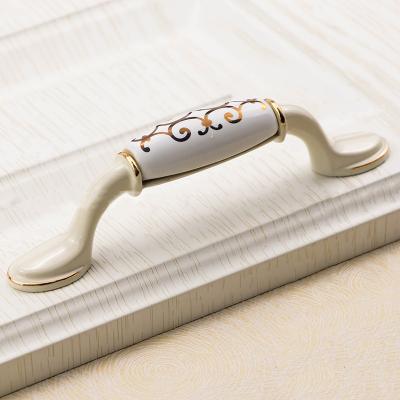 China Retro Contemporary Ceramic Drawer Furniture Hardware Dresser Wardrobe Cabinet Handle Cupboard Knob Pull for sale