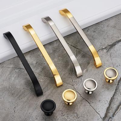 China Contemporary Simple Style Gold Furniture Accessories Pulls And Knob Aluminum Alloy Bridge Shaped Sideboard Handle for sale