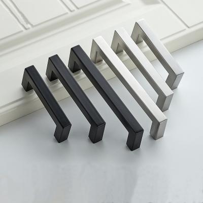 China Matte Black Cabinet Handles Furniture Industrial Hardware Drawer Dresser Drawer Handles Square Bar Pulls Cupboard Stainless Steel Handle for sale