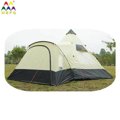 China Diagonal Tying Type Outdoor Camping Teepee Tent Extra Space For 12 Person Three-season Tent 12person Teepee Steel Pipe 550*550cm One Bedroom 200pcs for sale