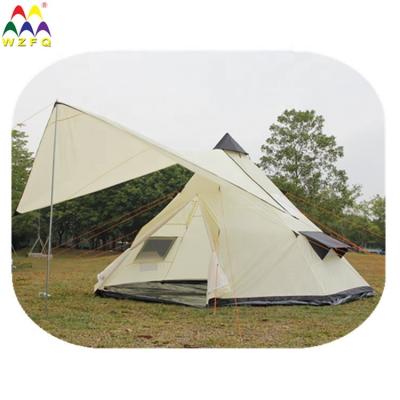 China Extended Type 4 Meter Tipi Pyramid Military Apache Tent For 8 Person Three-season Adult Tent Teepee Steel Pipe 400*400cm One Bedroom PE for sale