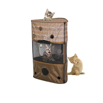 China Luxury Breathable Stain Cat House Three Storey Pet Nest for sale