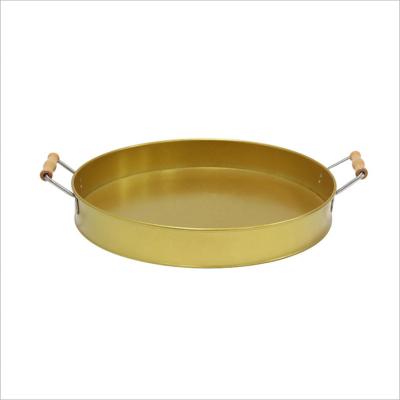 China High Quality Galvanized Steel Metal Power Coated Copper Tray With Wood Handle for sale