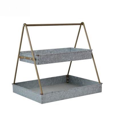 China Popular Galvanized 2 Tier Vintage Steel Metal Tray for sale